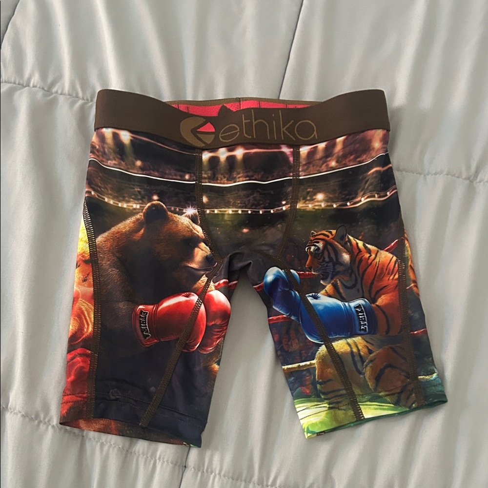 ethika Kids Boxing Bear vs Tiger Compression Shorts - Red Blue Multicolor